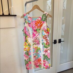 Lilly Pulitzer Pink and Orange Scoop Neck Sundress